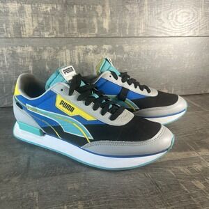 Puma Retro Runner Sneakers Colorblock Blue Yellow Black Mens 9.5